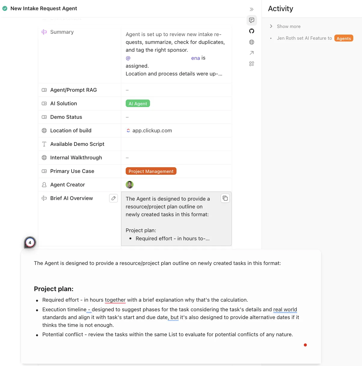 Erstellen Sie in ClickUp benutzerdefinierte Autopilot-Agenten mit einfachen Eingabeaufforderungen und Anweisungen in natürlicher Sprache.