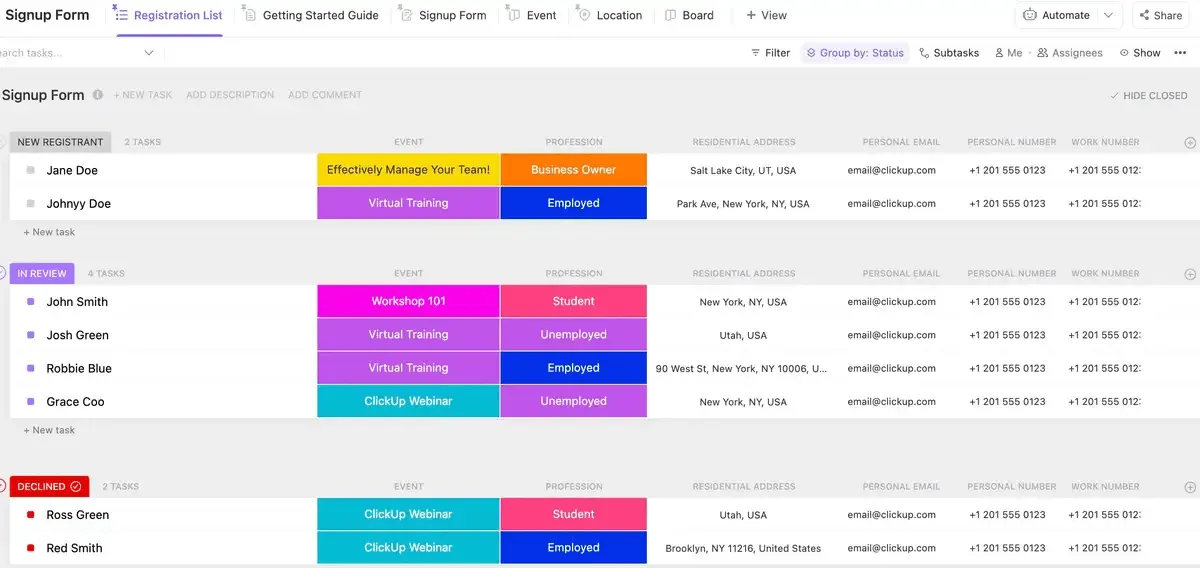 Utilizza il modello di approccio al project management ClickUp per mantenere un programma semplice e facilitare il project management.