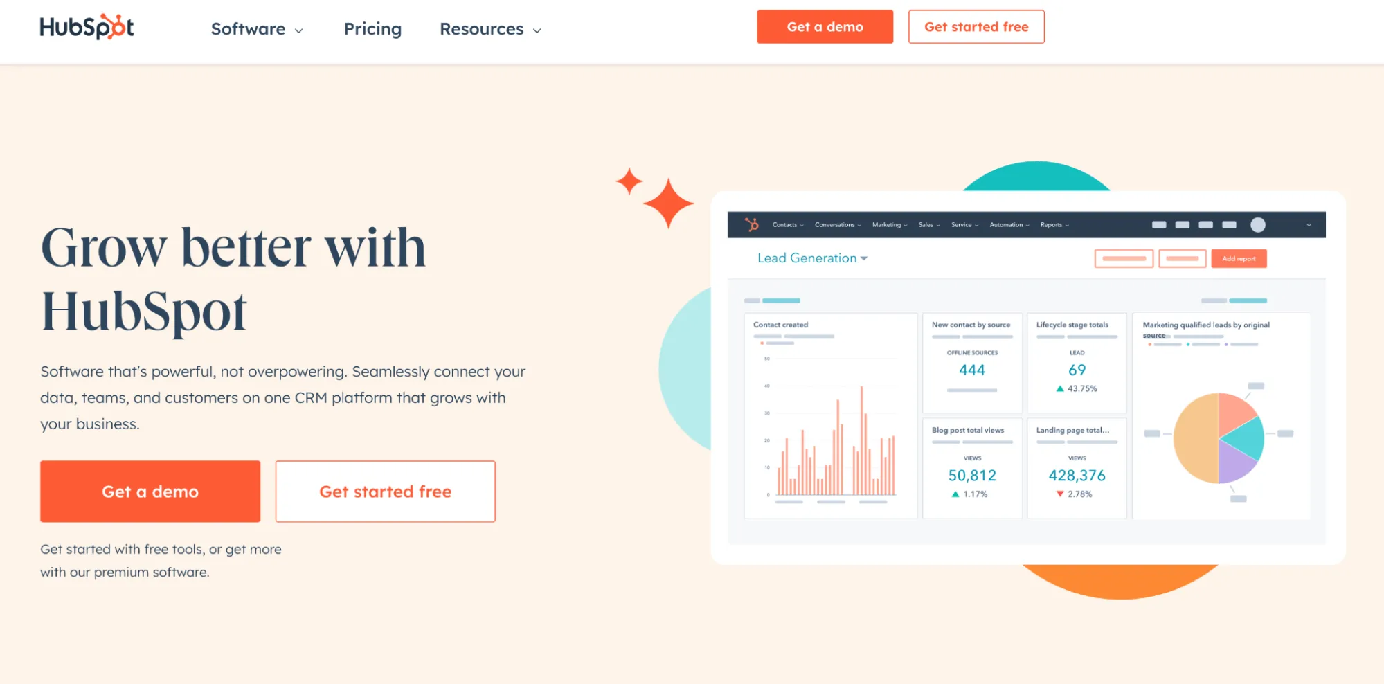 Homepage di HubSpot