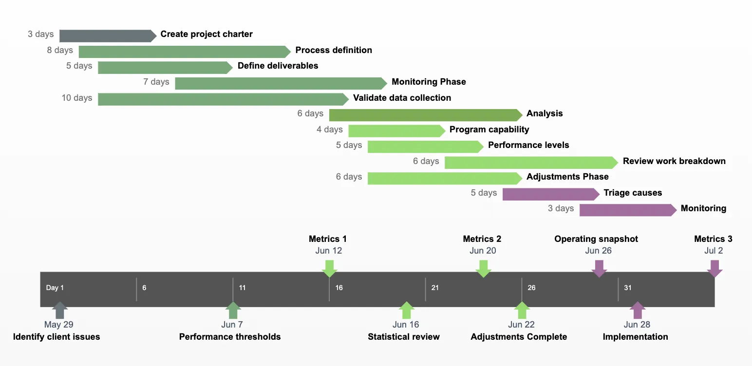Mẫu tổng quan dòng thời gian dự án của OfficeTimeline