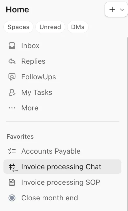 Favoritos do ClickUp: painel de itens marcados para acesso rápido a trabalhos importantes