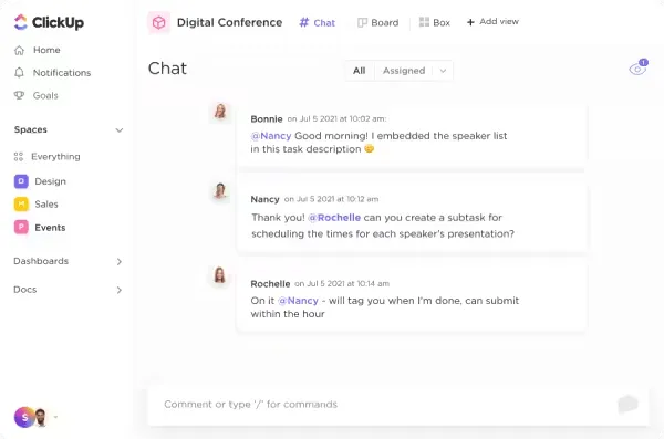 Sử dụng ClickUp Chat để giảm xung đột trong giai đoạn bão tố