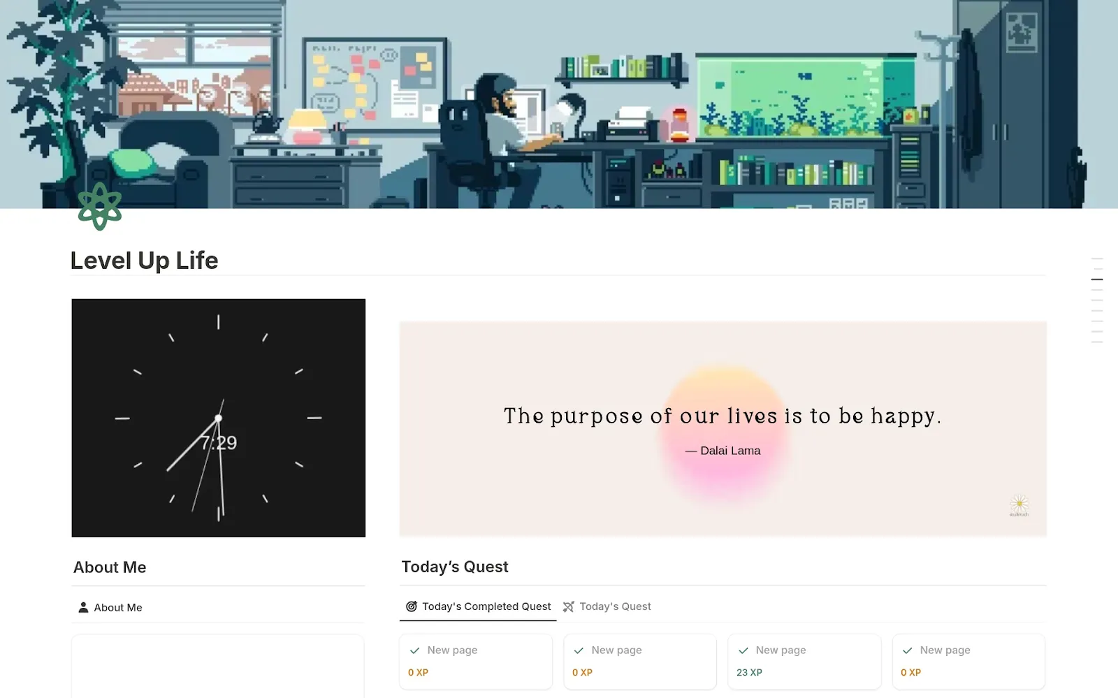 เวอร์ชันเกมของเป้าหมายชีวิตและงานผ่าน Notion - แม่แบบติดตามนิสัยผ่าน Notion