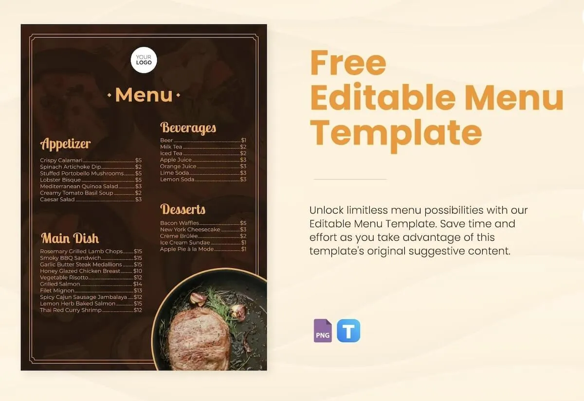 Menüvorlage von Template.net