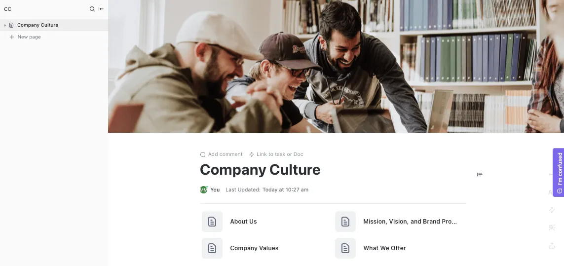 Modelo de cultura empresarial da ClickUp