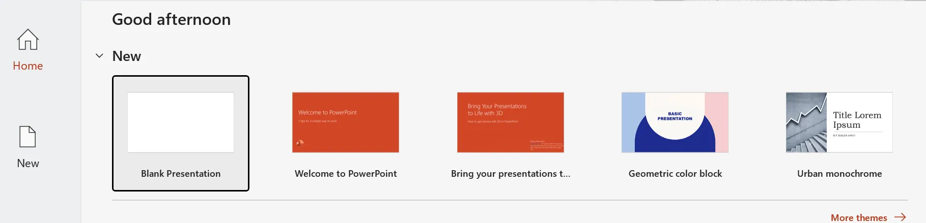 Bắt đầu tạo một bài thuyết trình mới trong Microsoft PowerPoint