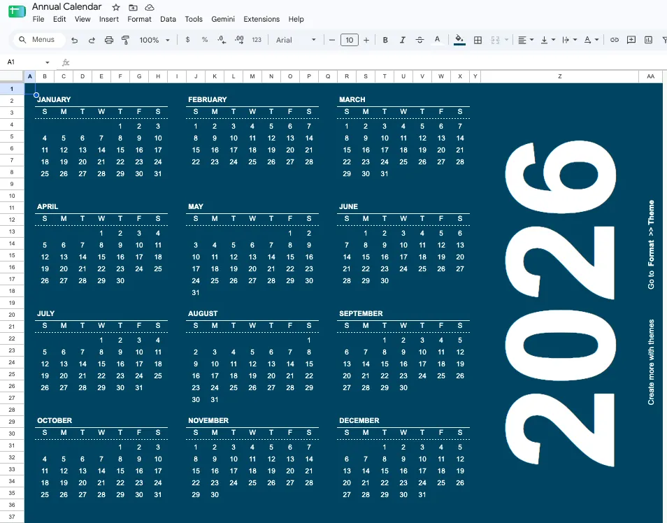 Calendario anual de Google