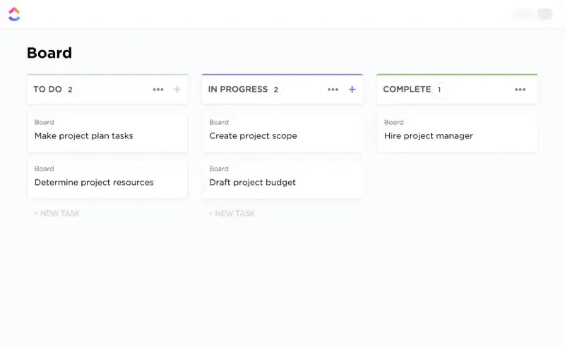 Organizza in modo efficiente un team e gestisci le tue attività utilizzando il modello Kanban Board per la gestione del team di ClickUp.
