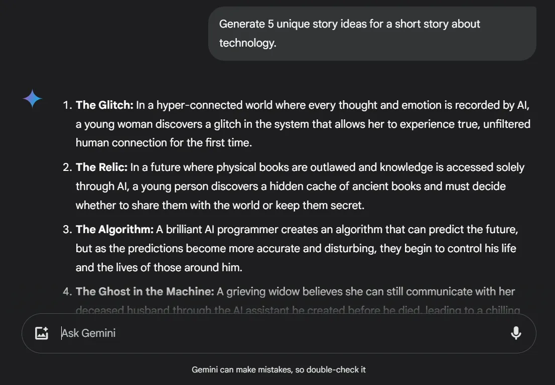 Schreiben Sie Kurzgeschichten – Schreibanregung: Gemini-Anregungen