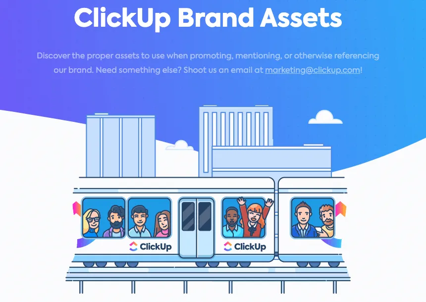 Beispiel für die Seite der ClickUp-Markenrichtlinien