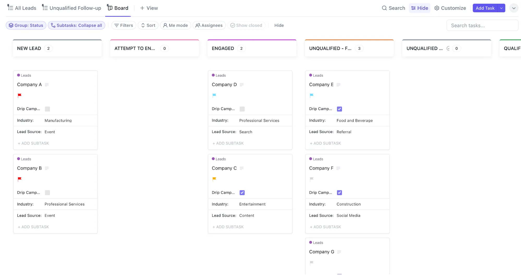 Plantilla de CRM de ventas de ClickUp