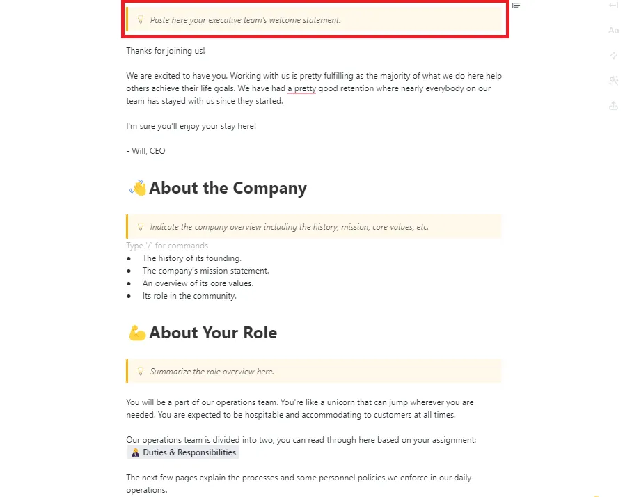 Mẫu hướng dẫn sử dụng cho nhân viên của ClickUp