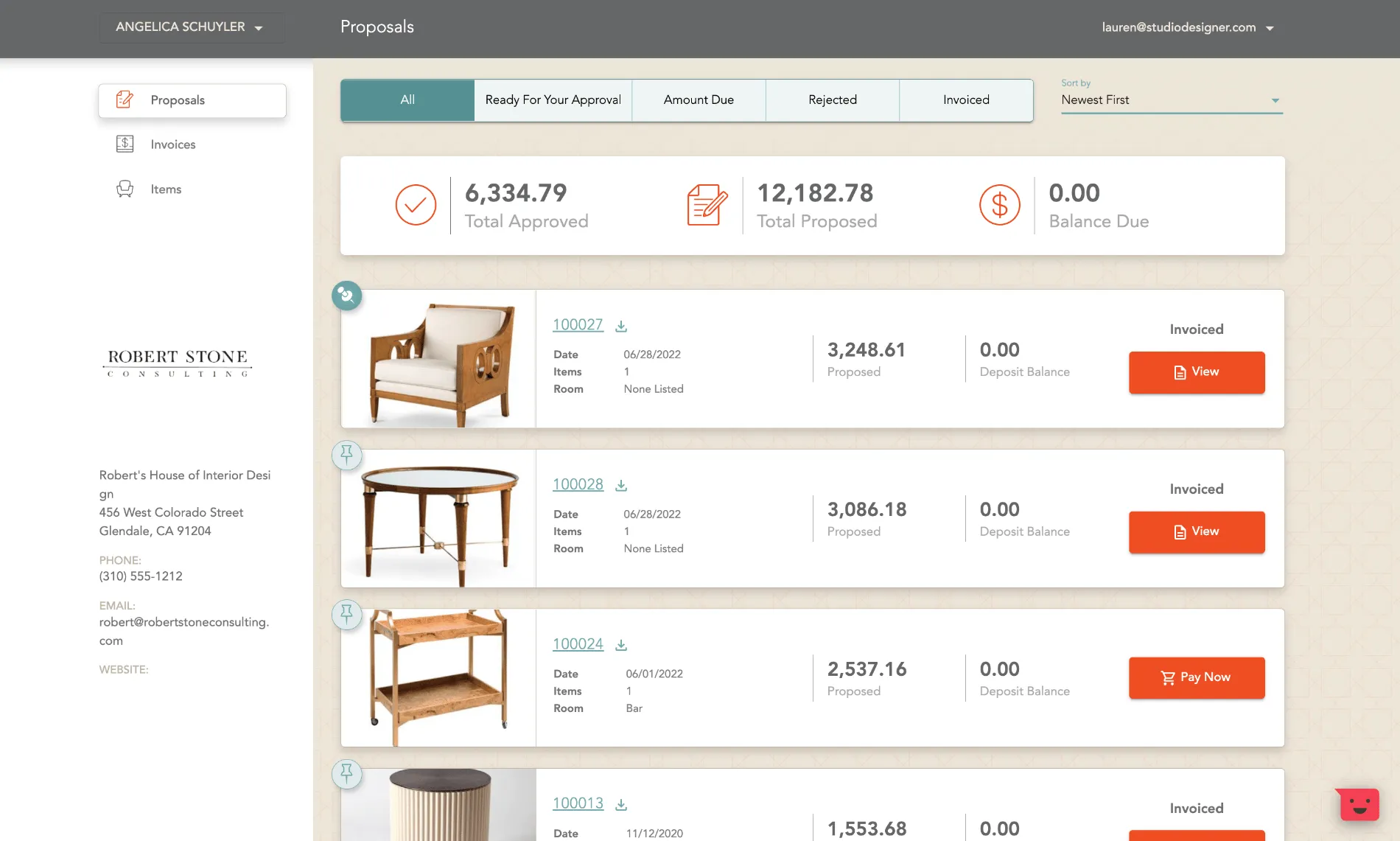 Exemple de portail client dans Studio Designer