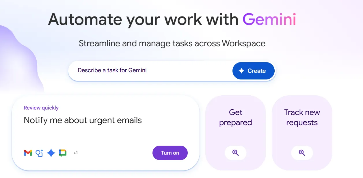 Adım 1 - Google Workspace Studio'yu kullanarak işleri otomasyonla otomatikleştirme
