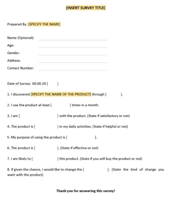 แบบสำรวจเปล่าโดย TEMPLATE.NET