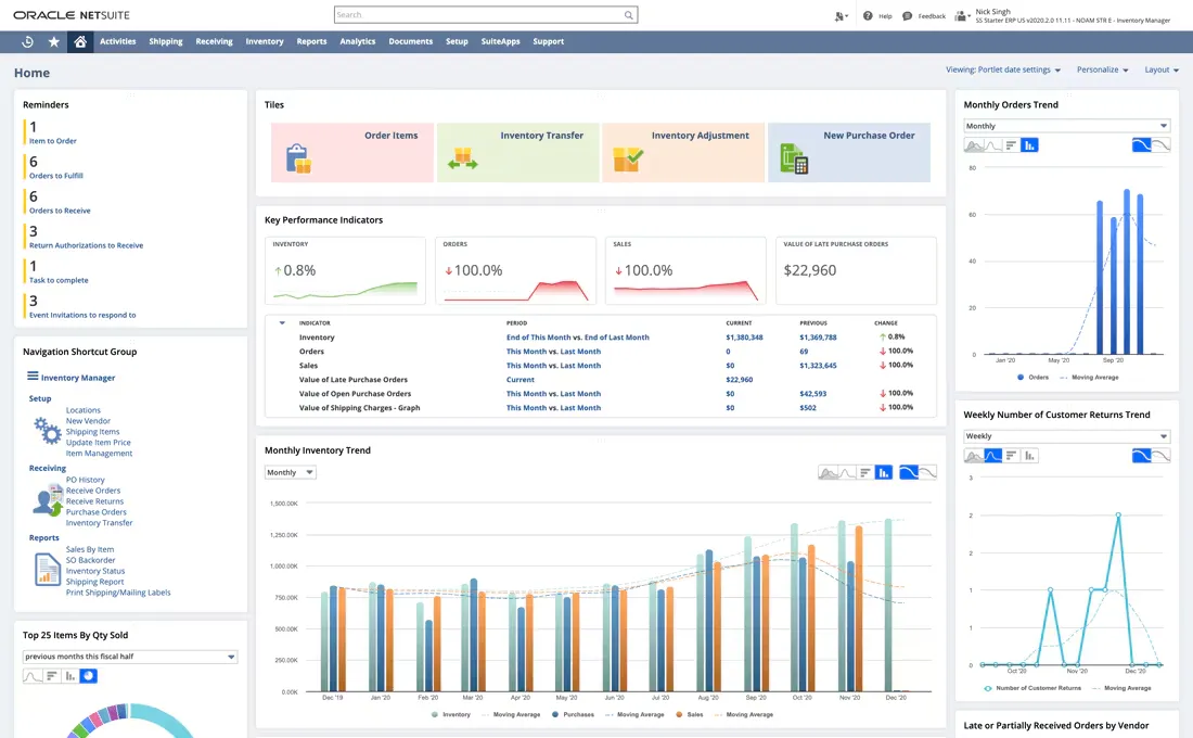 Perangkat Lunak Manajemen Inventaris ERP: Oracle NetSuite: Terbaik untuk manajemen inventaris berbasis cloud