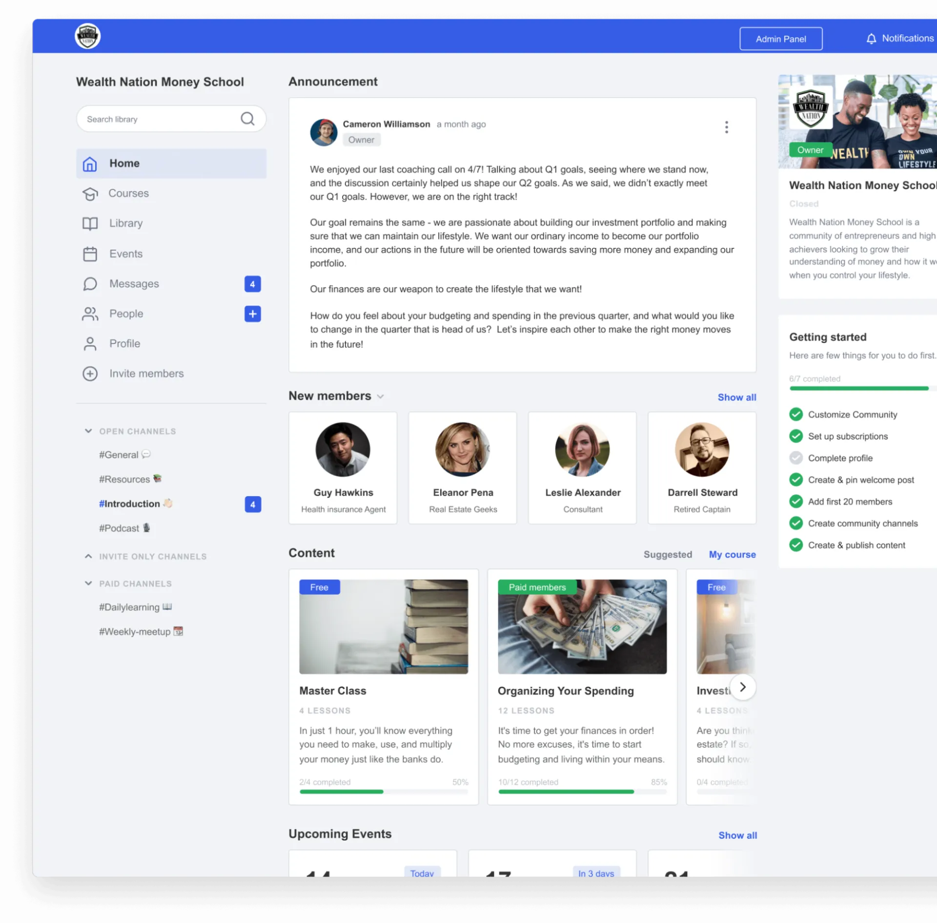 Alternativen zu Facebook-Gruppen: Kajabi Communities (am besten geeignet für das Hosten und Verkaufen von Online-Kursen)
