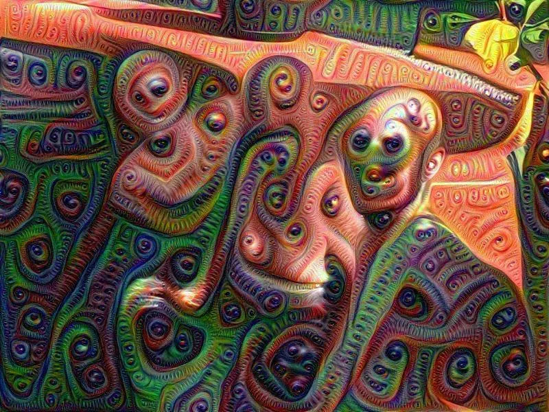 Imagem criada com o exemplo de arte com IA DeepDream
