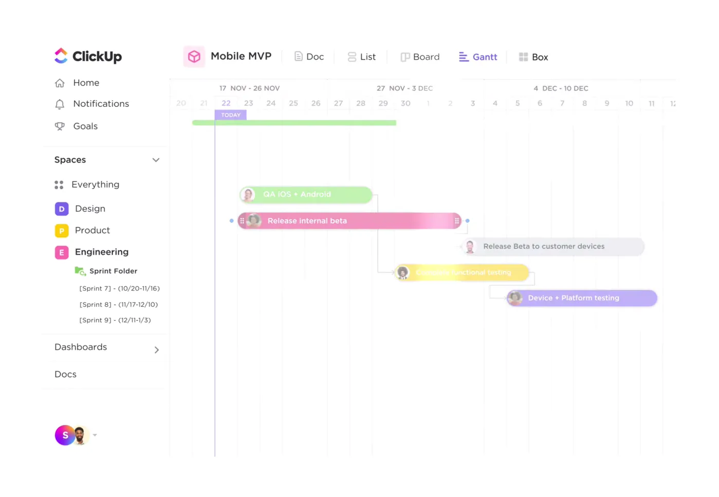 ClickUp produktledningsprogramvara: Intern produktledning