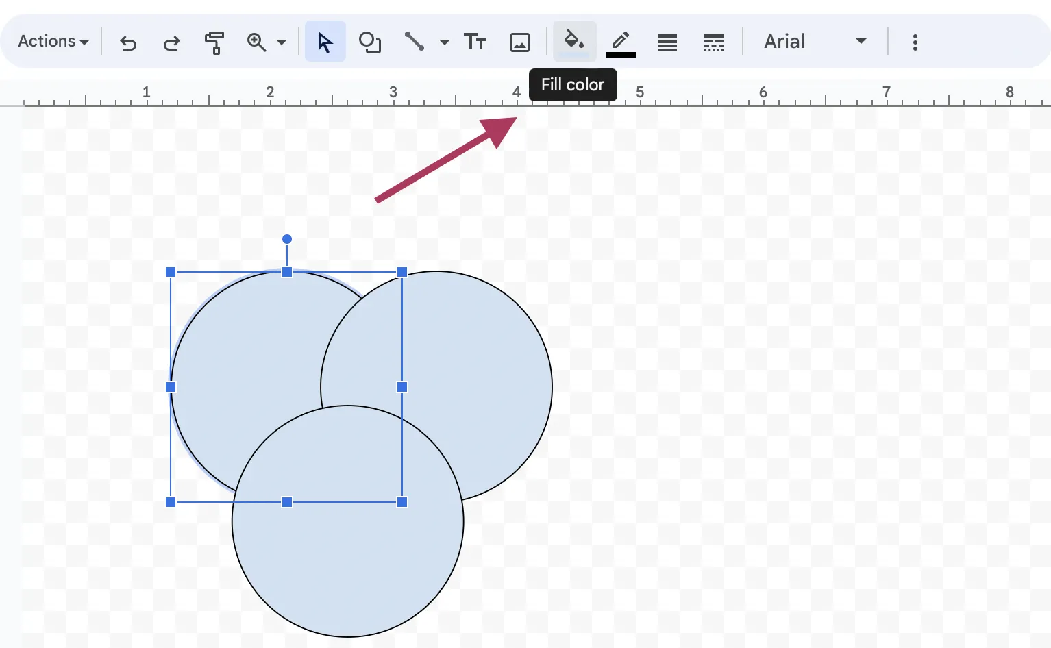 เพิ่มสีสันให้กับรูปร่างใน Google Docs