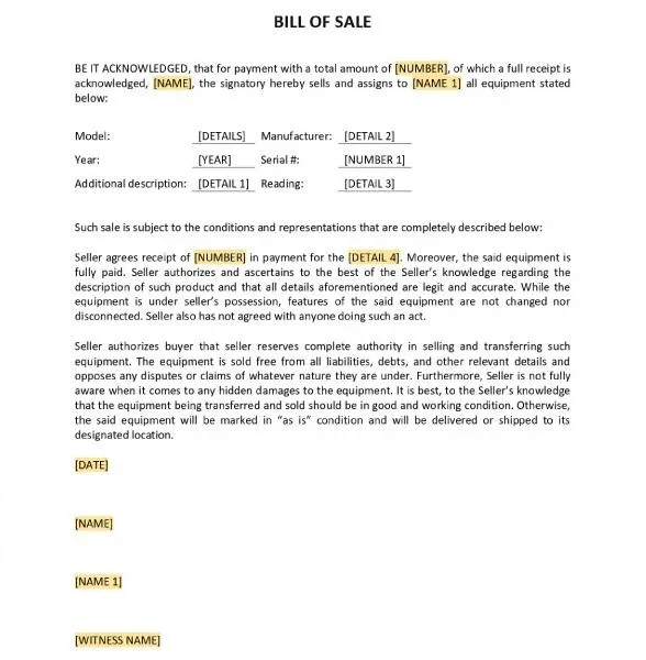 Plantilla de contrato de compraventa en Word de Template.net