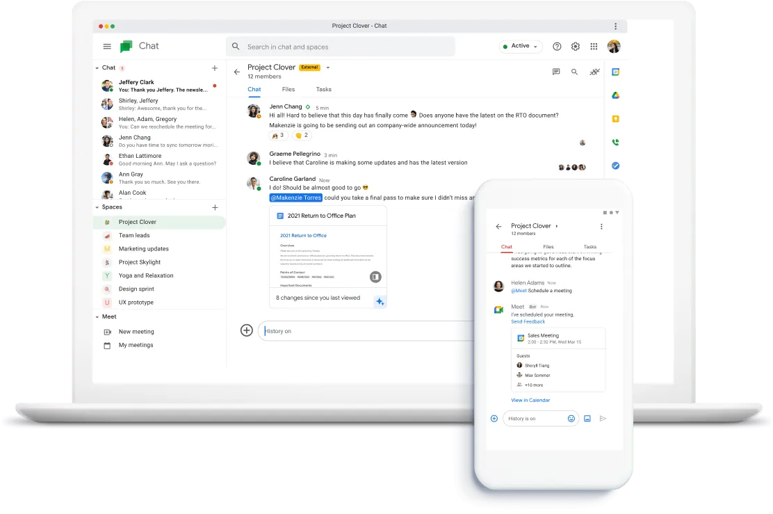 Aplicación de mensajería empresarial Google Chat