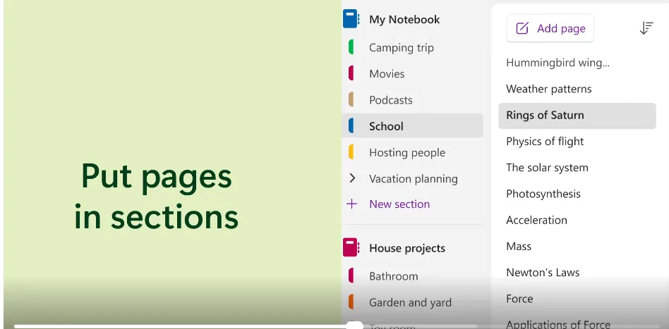 Microsoft OneNote 조직