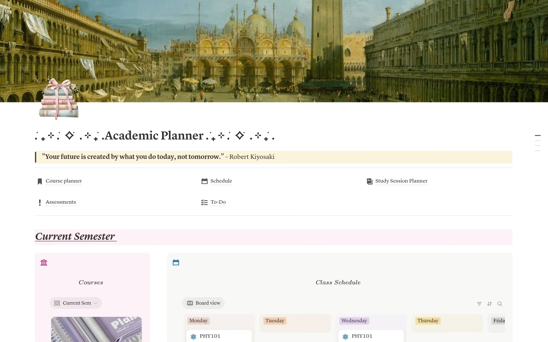 Academische planner van Notion