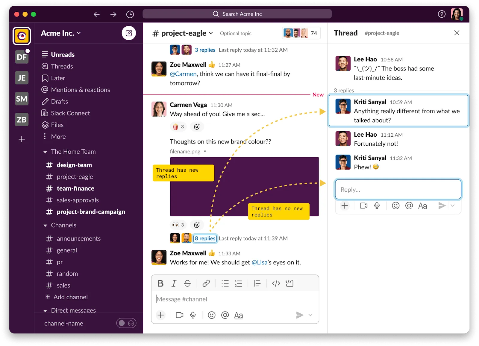 Slack: เหมาะที่สุดสำหรับการสื่อสารแบบเรียลไทม์และการสนทนาภายในทีม