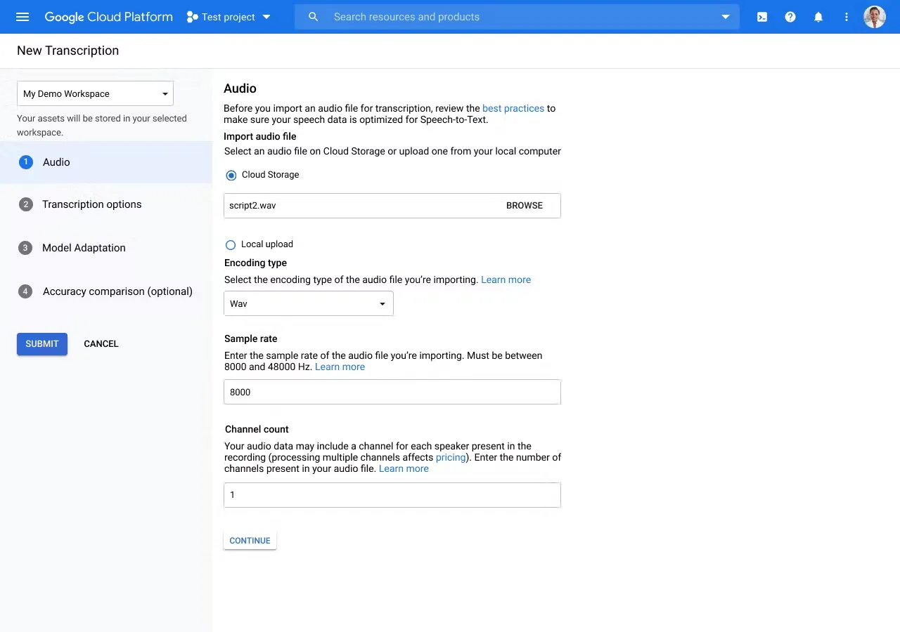 Google Cloud Speech to Text