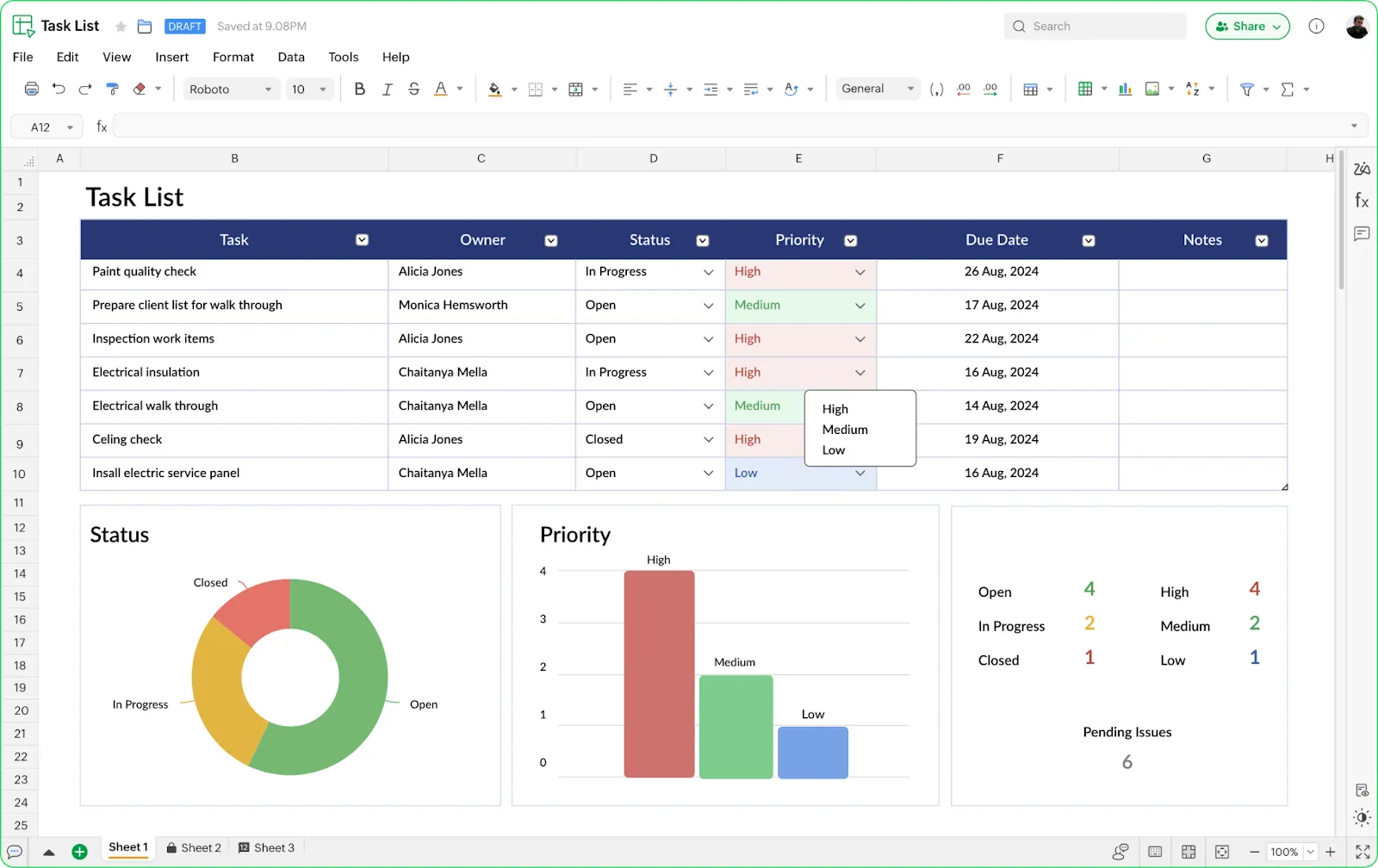 Zoho Sheet: generátor tabulek s umělou inteligencí