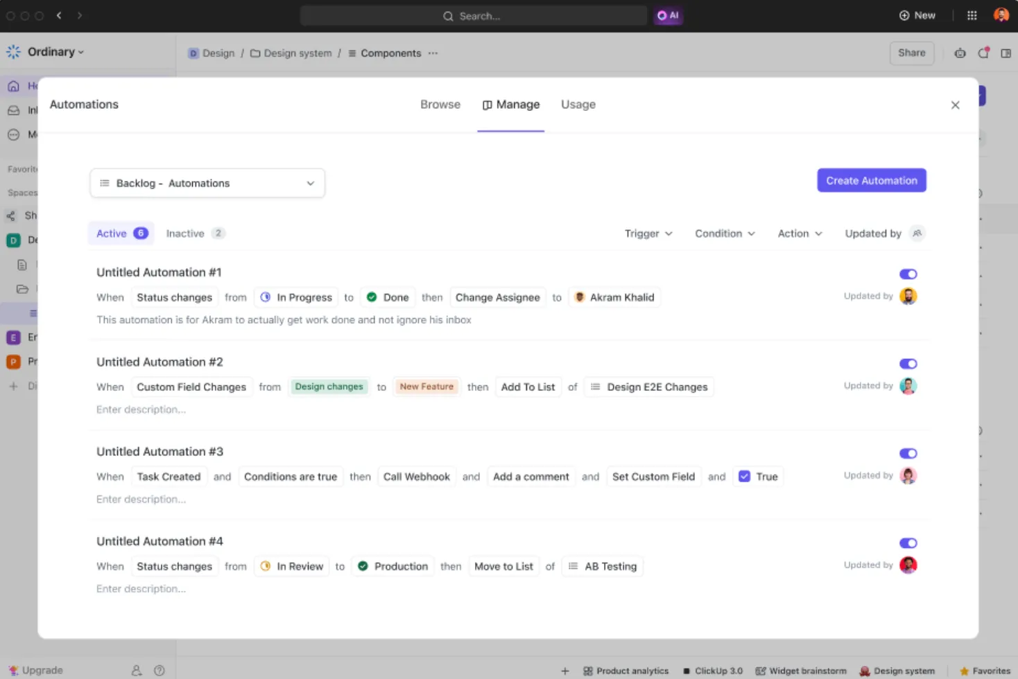 ClickUp Automazioni: orchestrazione del flusso di lavoro