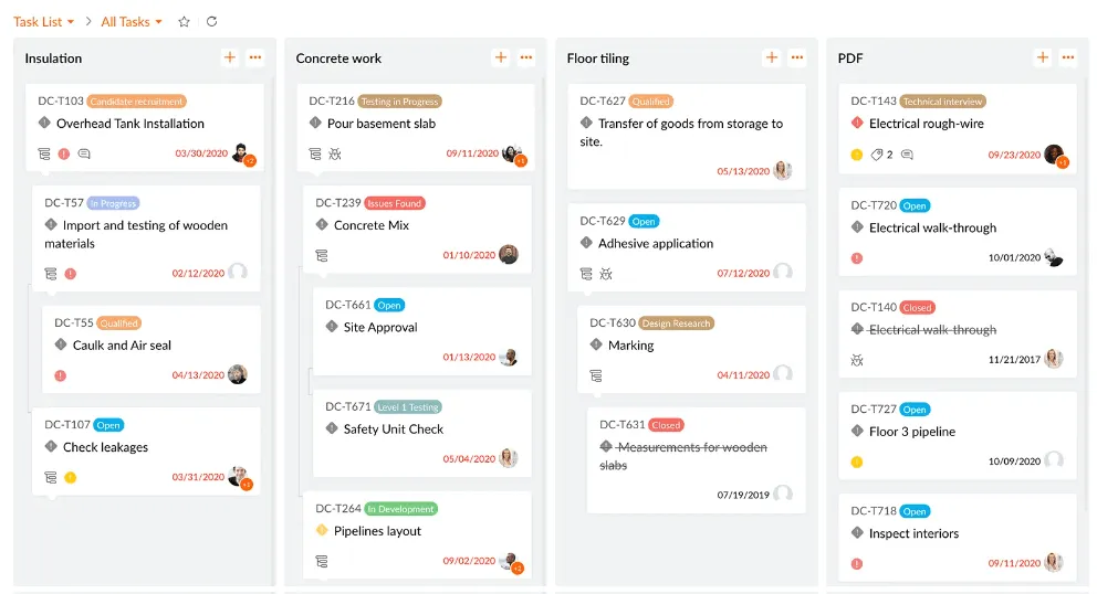 Zoho Projects cho phép bạn quản lý các dự án đơn giản và phức tạp trong nhiều chế độ xem dự án