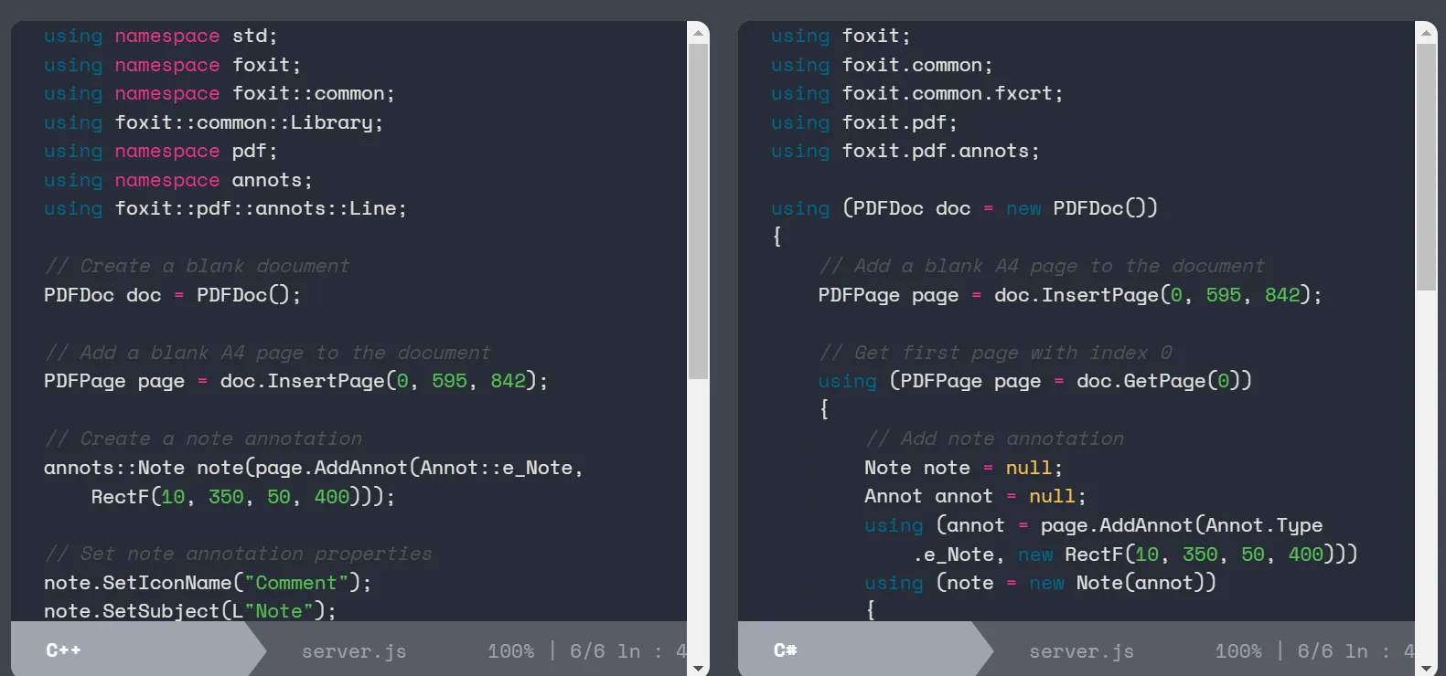 Foxit PDF SDK Dashboard: parsery PDF