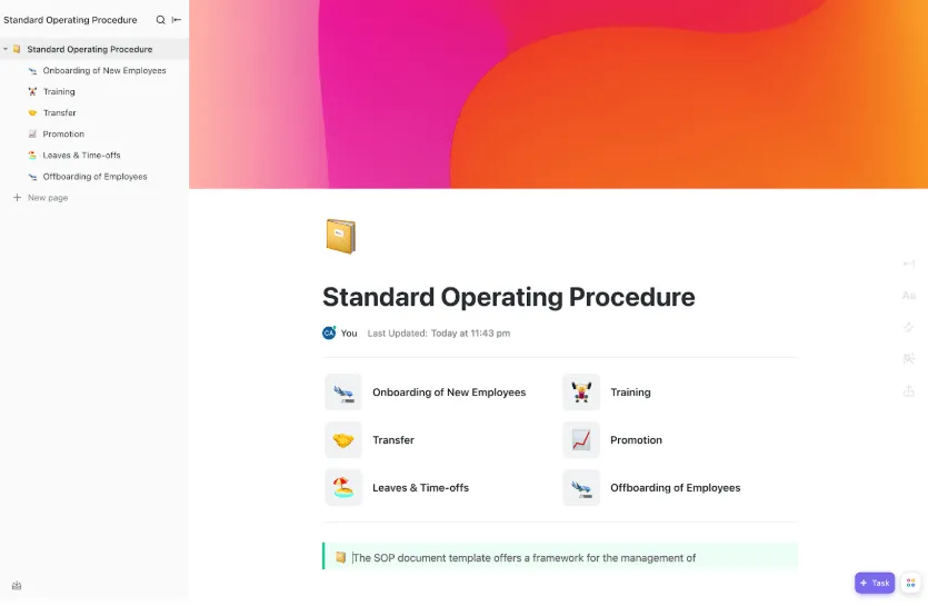 Template Prosedur Operasional Standar ClickUp ; Template SOP Gudang