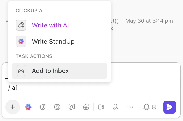 ClickUp AI in Aufgabenkommentaren