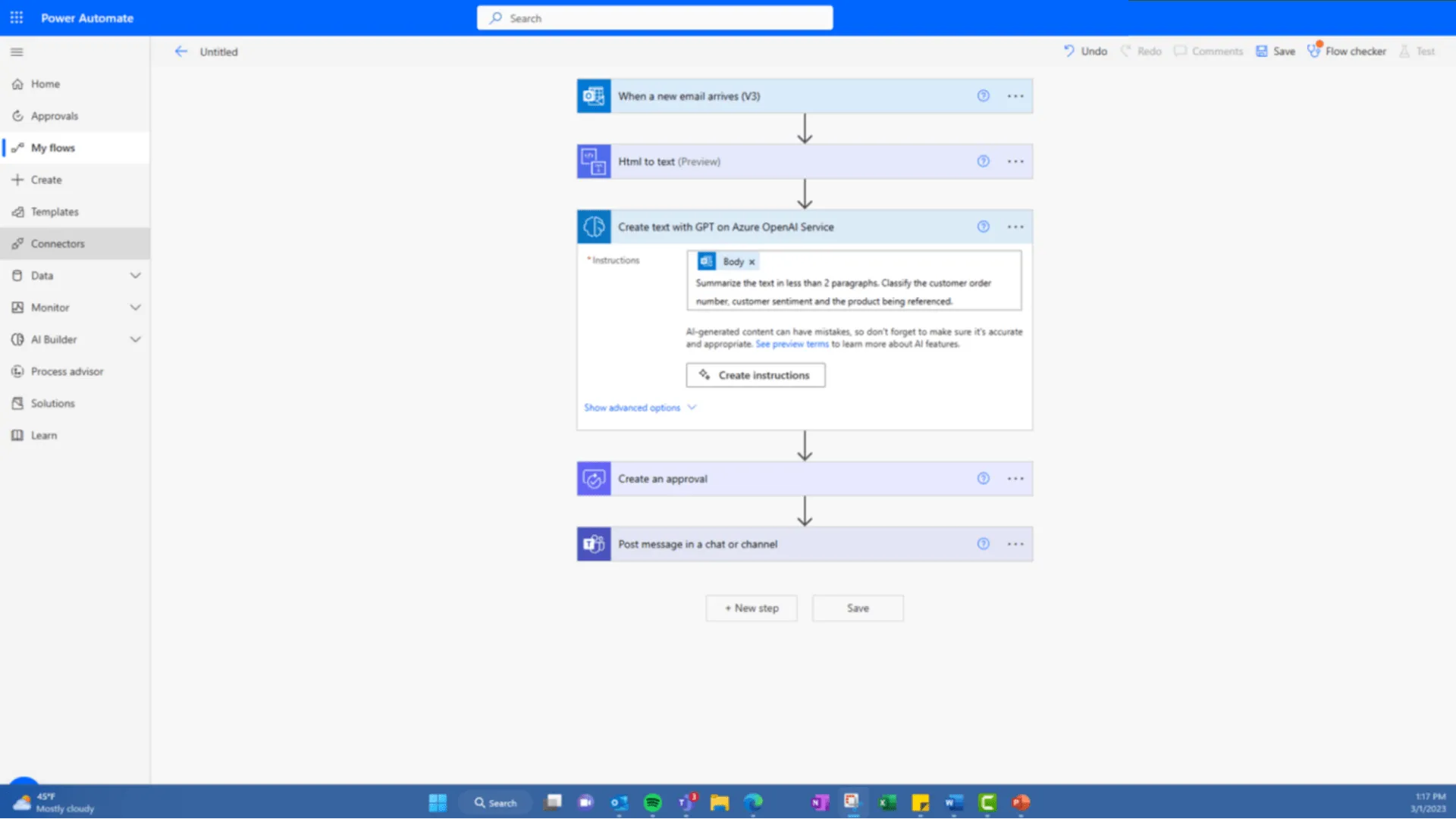 Automatisation des tâches Microsoft Flow