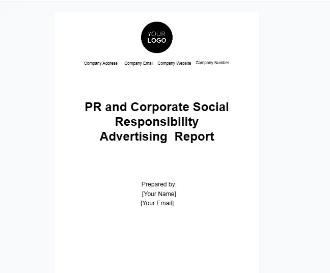 Szablon raportu reklamowego dotyczącego PR i społecznej odpowiedzialności biznesu autorstwa Template.Net