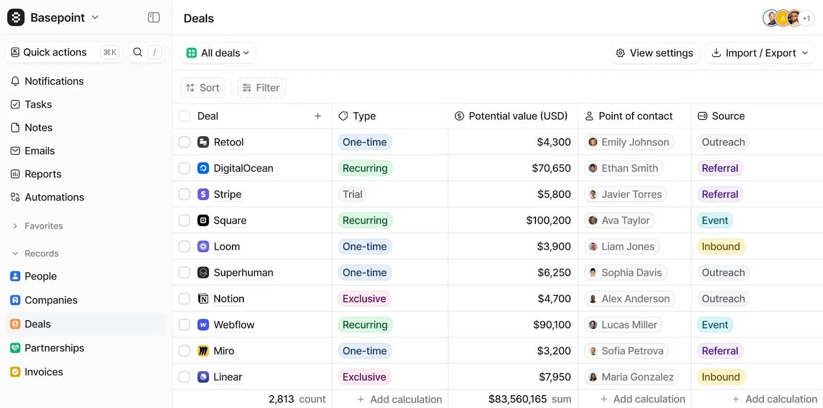 Attio dashboard: AI-CRM-software