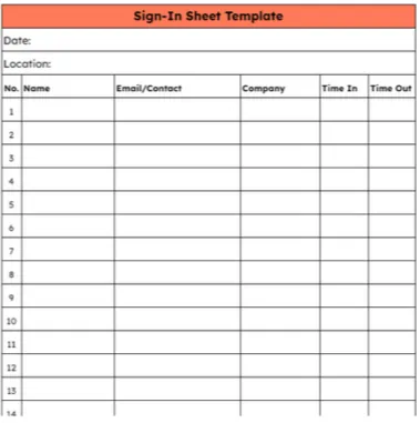 قالب نموذج ورقة التسجيل Google Docs: قالب ورقة تسجيل الدخول من Hubspot