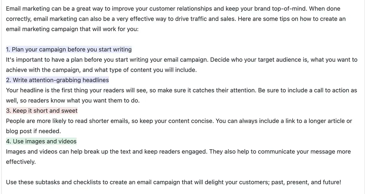 Devenez un spécialiste dans la création de campagnes d'e-mail marketing cohérentes et attrayantes grâce au modèle d'e-mail marketing de ClickUp.