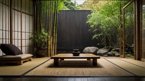 Sala de chá japonesa minimalista com luzes suaves: Prompts da Leonardo AI