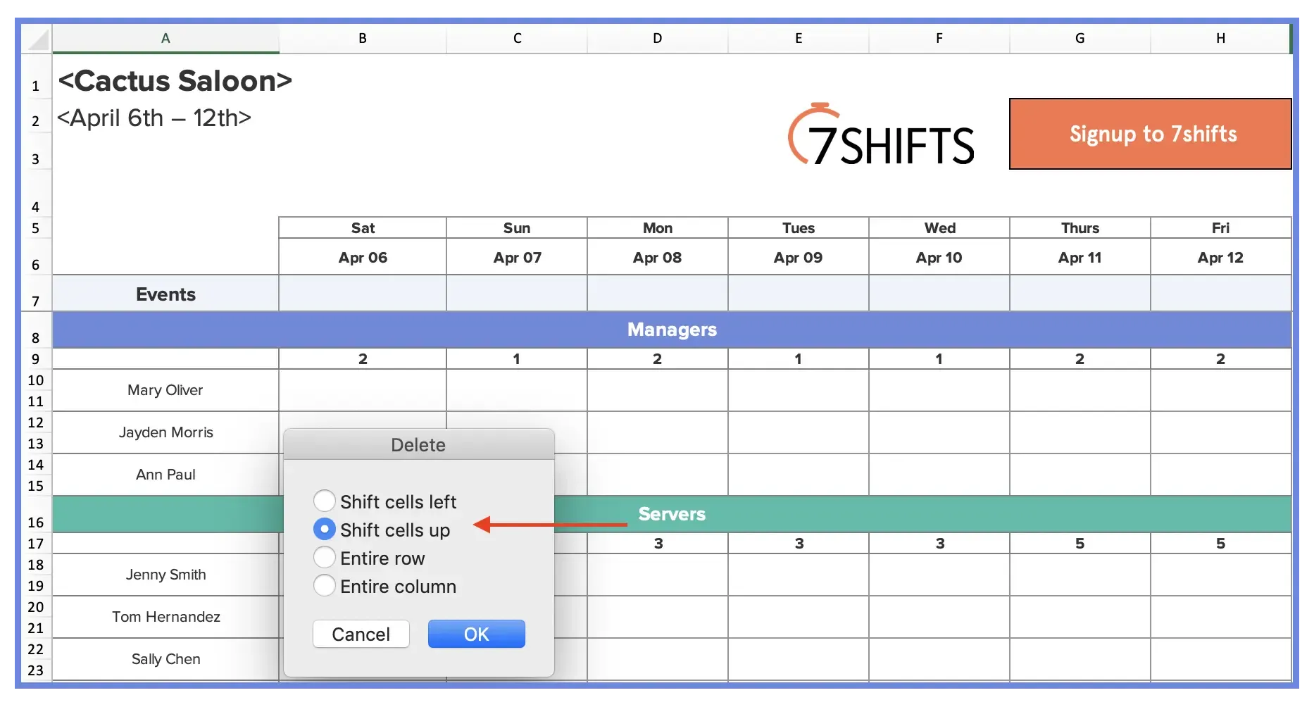 Software de agendamento com recurso de arrastar e soltar: 7shifts