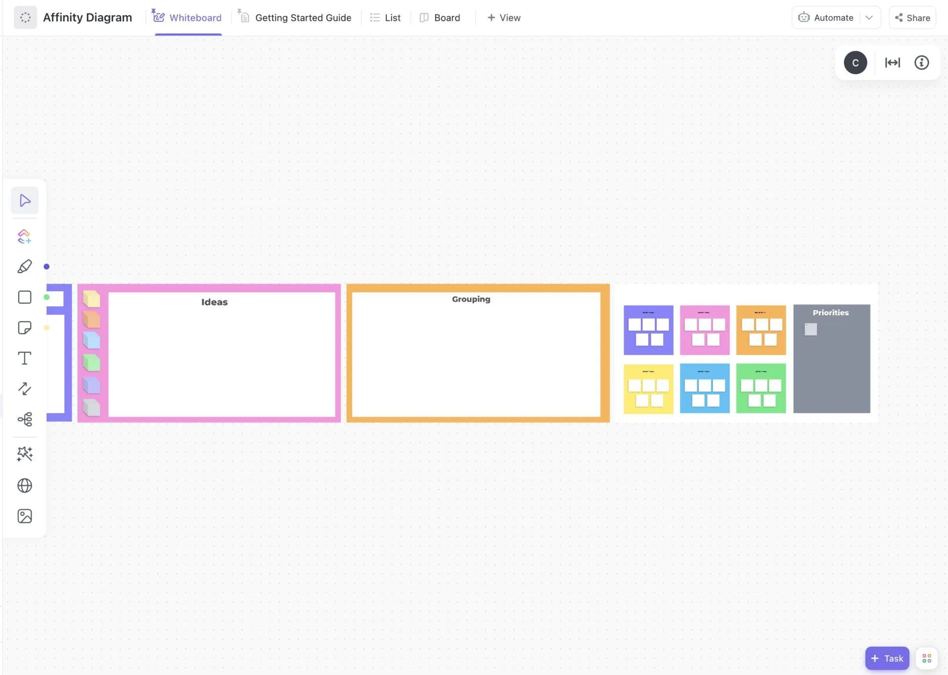 Modèle de diagramme d'affinités ClickUp