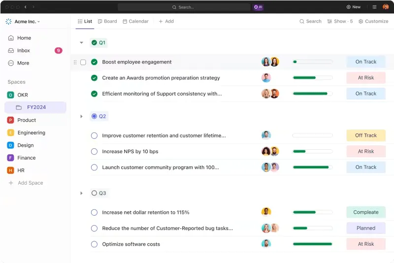 Die Software für Projektmanagement von ClickUp