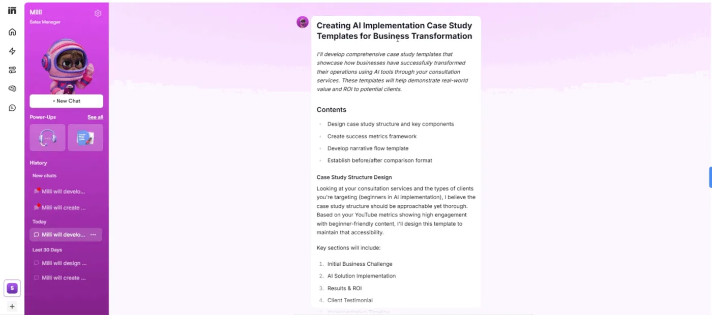 Comment utiliser Sintra IA – Exemple de flux de travail avec Milly
