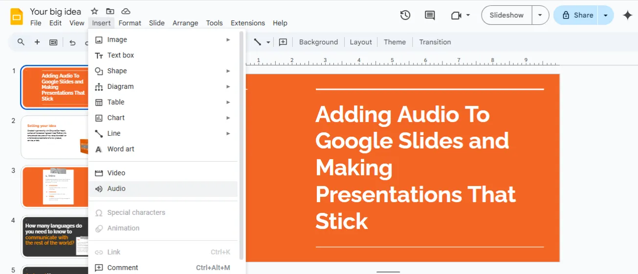 Ljud: Hur man lägger till ljud i Google Slides