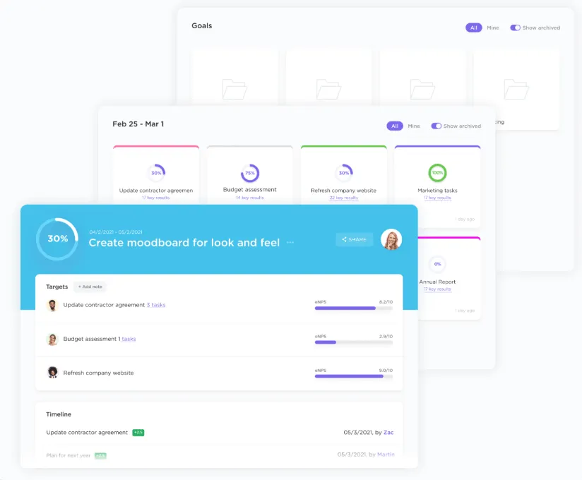ClickUp Mục tiêu: Kế hoạch OKR