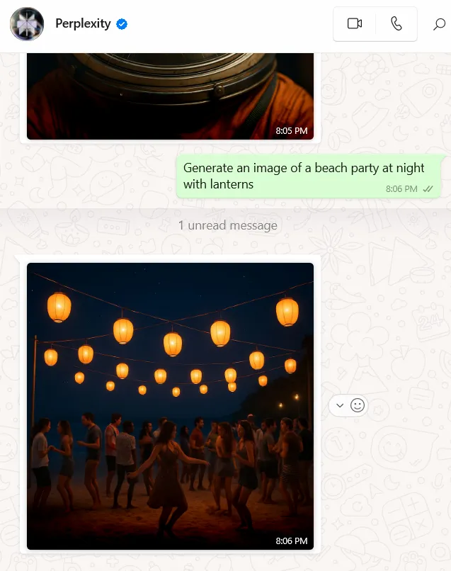 jak mogę użyć Perplexity AI do generowania obrazów w WhatsApp