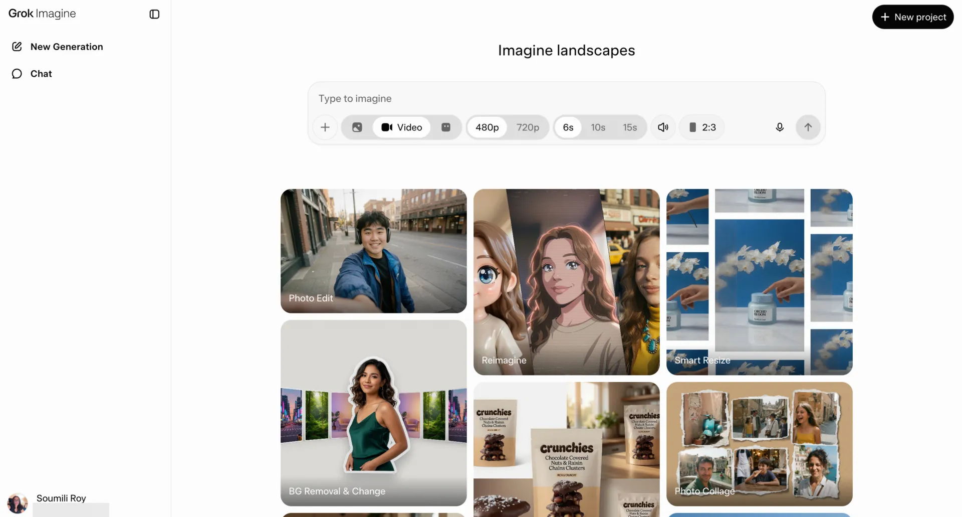 Interface do Grok Imagine